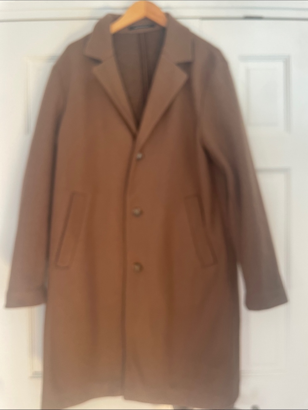 H&M Men's/Tailored Brown Single-Breasted Pea Coat